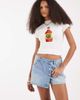 Vero Moda Vero Moda high waist denim mini skort with asymmetric buttons in light blue denim - 1