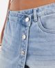 Vero Moda Vero Moda high waist denim mini skort with asymmetric buttons in light blue denim - 2