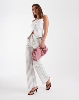 Vero Moda Vero Moda high waist tailored straight leg pants in cream and blue stripes - part of a set-White