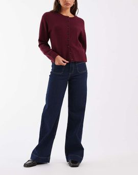 Vero Moda Vero Moda Kayla high rise wide leg jeans with pocket detail in dark blue denim-Navy