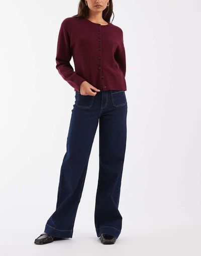 Vero Moda Vero Moda Kayla high rise wide leg jeans with pocket detail in dark blue denim-Navy