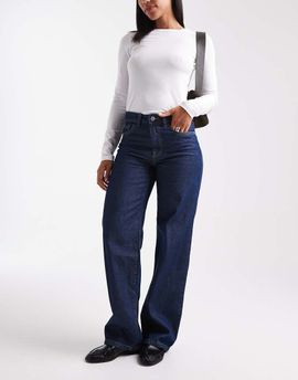 Vero Moda Vero Moda Kirsa mid rise straight leg jeans in dark rinse wash-Navy