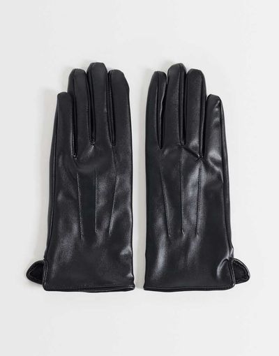 Vero Moda Vero Moda leather-look gloves in black