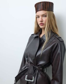 Vero Moda Vero Moda leather look jacket with waist belt in chocolate brown