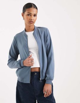 Vero Moda Vero Moda lightweight zip front bomber jacket in china blue
