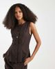 Vero Moda Vero Moda linen blend tailored vest in chocolate - part of a set-Brown - 2