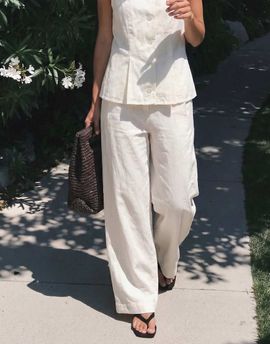 Vero Moda Vero Moda linen blend tailored wide barrel leg pants in white - part of a set