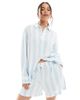 Vero Moda Vero Moda linen touch shorts in pale blue stripe - part of a set - 1