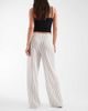 Vero Moda Vero Moda linen touch wide leg pants with drawstring waist in cream stripe-White - 3