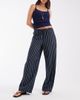 Vero Moda Vero Moda linen touch wide leg pants with drawstring waist in navy stripe - 1