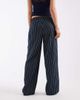 Vero Moda Vero Moda linen touch wide leg pants with drawstring waist in navy stripe - 3