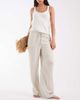 Vero Moda Vero Moda linen touch wide leg pants with drawstring waist in stone-Neutral - 1