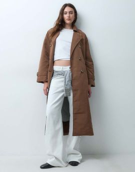 Vero Moda Vero Moda longline belted trench coat in brown