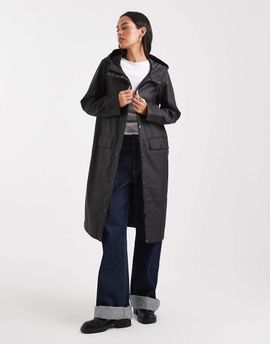 Vero Moda Vero Moda longline hooded rain coat in black