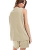 Vero Moda Vero Moda longline tailored vest in beige - part of a set-Neutral - 4