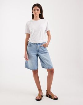 Vero Moda Vero Moda longline wide leg shorts in light blue denim