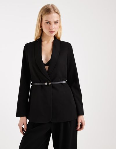 Vero Moda Vero Moda loose fit belted blazer in black - part of a set