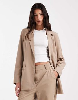 Vero Moda Vero Moda loose fit tailored blazer in beige - part of a set-Neutral