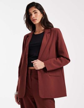 Vero Moda Vero Moda loose fit tailored blazer in burgundy - part of a set
