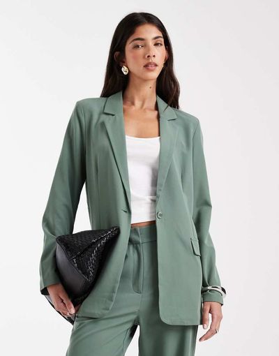 Vero Moda Vero Moda loose fit tailored blazer in green - part of a set
