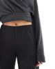 Vero Moda Vero Moda loose pull on wide leg pants in black with oatmeal pinstripes-Neutral - 3