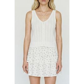 VERO MODA VERO MODA Lux Light Pointelle Knit Cotton Blend Button-Up Tank