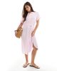 Vero Moda Vero Moda midi shirt dress with tie belt in pink - 1