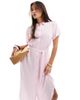 Vero Moda Vero Moda midi shirt dress with tie belt in pink - 2