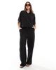 Vero Moda Vero Moda mix & match linen wide leg tie waist pants in black - 1