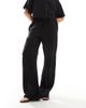 Vero Moda Vero Moda mix & match linen wide leg tie waist pants in black - 4