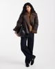 Vero Moda Vero Moda mixed textile short puffer jacket with borg trim in chocolate-Brown - 1