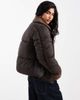 Vero Moda Vero Moda mixed textile short puffer jacket with borg trim in chocolate-Brown - 4