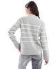 Vero Moda Vero Moda o neck sweater in cream with gray stripe-White - 4