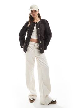Vero Moda Vero Moda onion quilted short jacket with pockets in chocolate-Brown