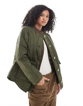 Vero Moda Vero Moda onion quilted short jacket with pockets in green