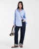 Vero Moda Vero Moda oversized cotton oxford shirt in hydrangea blue striped print - 2