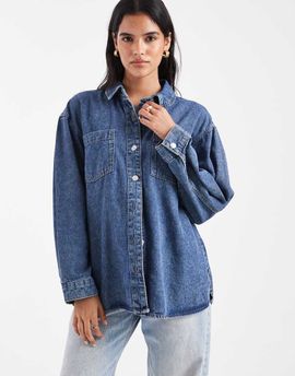 Vero Moda Vero Moda oversized denim shirt in medium blue wash