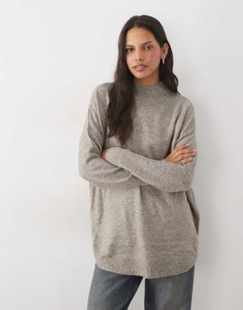 Vero Moda Vero Moda oversized funnel neck sweater in moonrock-Gray