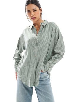 Vero Moda Vero Moda oversized shirt in green and white stripe