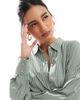 Vero Moda Vero Moda oversized shirt in green and white stripe - 3