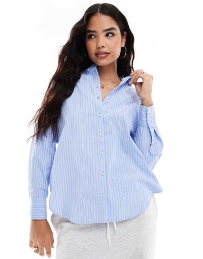 Vero Moda Vero Moda oversized shirt in light blue and white stripe