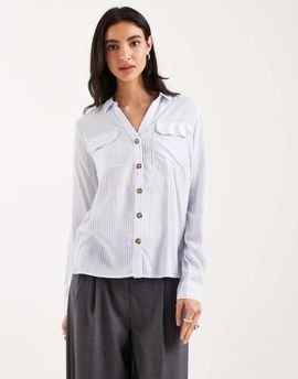 Vero Moda Vero Moda pocket front shirt in brunnera blue and white stripes