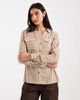 Vero Moda Vero Moda pocket front shirt in tan and cream stripes-White - 1