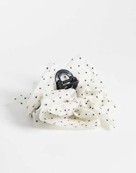 Vero Moda Vero Moda polka dot hair claw clip in cream and black-White