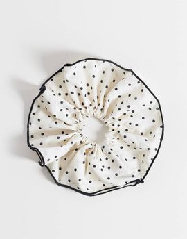 Vero Moda Vero Moda polka dot hair scrunchie in cream and black-White