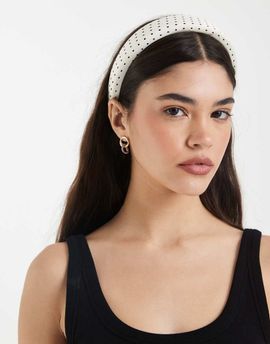 Vero Moda Vero Moda polka dot headband in cream and black-White