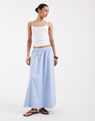 Vero Moda Vero Moda pull-on full midi skirt in brunnera blue