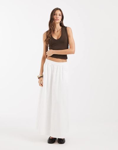 Vero Moda Vero Moda pull-on full midi skirt in white