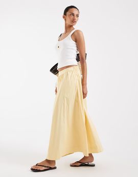 Vero Moda Vero Moda pull on full midi skirt in golden haze-Yellow