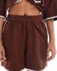 Vero Moda Vero Moda relaxed fit shorts with contrast stitching in chocolate - part of a set-Brown - 4